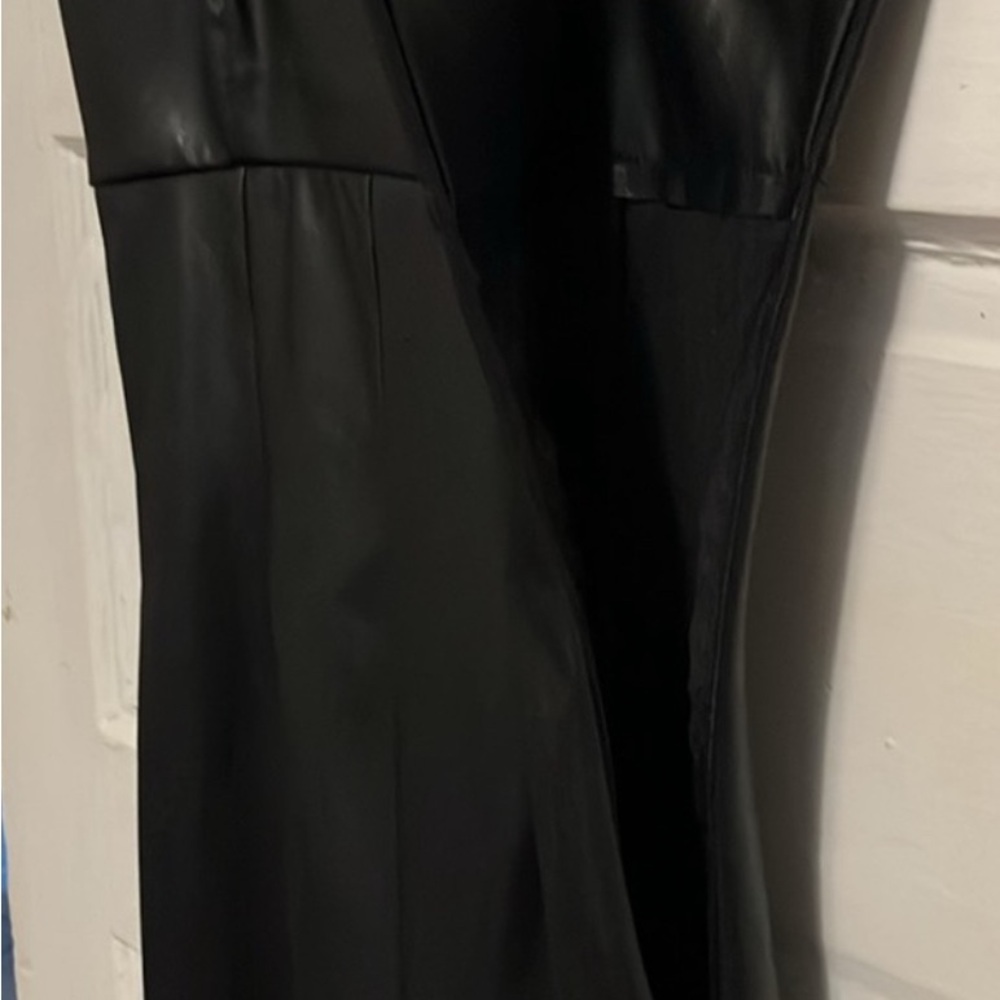 Zara Elegant Black Strapless faux leather jumpsuit size small - Picture 7 of 8